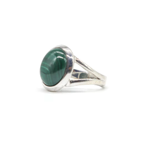 Bague classique pour femme en argent sterling 925 massif, sertie de malachite naturelle, faite à la main, polissage brillant, idéale pour les anniversaires et les fêtes