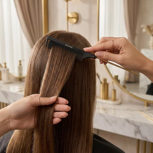 Pettine Professionale in Acciaio Inossidabile Dorato con Logo Personalizzato per Sezionare i Capelli, Ideale per Salone, Styling, Separazione, Cardatura e Mèches - Product Image 6