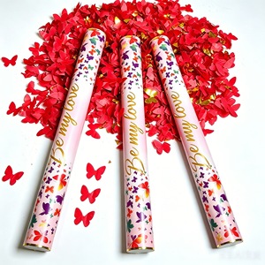 Cannoni Sparacoriandoli di Carta Premium Sicuri e Durevoli per Matrimoni, 'Be <span class=keywords><strong>My</strong></span> Love', Cannoni Sparacoriandoli Portatili con Farfalle Dorate per San Valentino - Product Image 3