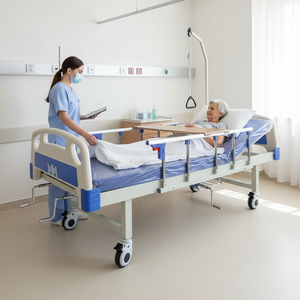 Cama Hospitalaria Manual de Dos Manivelas con Orificio para Soporte Intravenoso, Cama Resistente para Cuidado de Pacientes en Clínicas, Hospitales y Residencias de Ancianos - Product Image 6