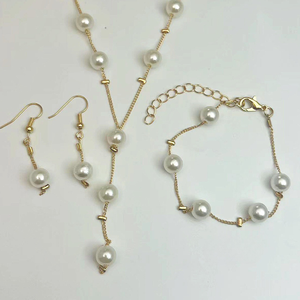 Pearl hoop gold necklace, luxurious large gemstone necklace - Product Image 2