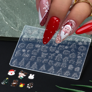 Flocons <span class=keywords><strong>de</strong></span> <span class=keywords><strong>neige</strong></span> Nail Art Silicone Moule Hiver Chandails Gel Imprimer Pochoirs En Relief Papillons Fleur Nail Sculpture Modèles Outils - Product Image 2