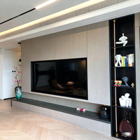Mueble de TV empotrado en toda la pared, diseño personalizado, almacenamiento seguro