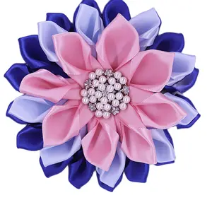 잭과 질 자매 얼룩 리본 브로치 꽃 스타일 핑크 파란색 사용자 정의 로고 여성 나비 넥타이
