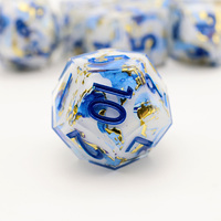 Ensemble de dés en résine à bords tranchants personnalisés et créatifs, bleu océan, feuille d'or pour TTRPG DND, vente en gros directe d'usine - L21