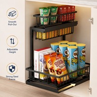 Étagère de rangement de cuisine en métal à 3 niveaux coulissante pour évier, organisateur moderne multi-niveaux pour armoire, étagère à épices, gain de place, durable, antirouille