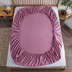 Wholesale 100% Cotton Fitted <b>Bed</b> Sheet with Elastic Band Solid Color Mattress Cover for Single <b>Double</b> <b>King</b> 140/150/160/180x200 - Product Image 4