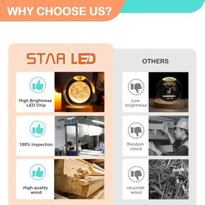 Boule de cristal 3D gravée au laser représentant le système solaire, boule de cristal transparente pour la décoration de bureau et de la maison, lampe de nuit LED avec base LED - Product Image 5