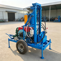 Foreuse hydraulique diesel sur roues de 180 m pour puits d'eau / Mini-foreuse portable / Mini-foreuse de puits d'eau