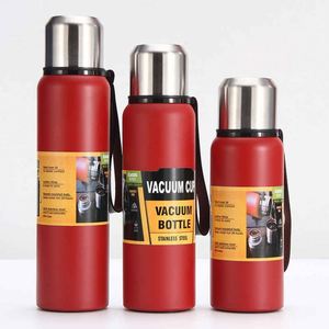 Bouteille isotherme à double paroi en acier inoxydable avec corde, design classique pour le camping et les voyages, isolation 24h - Product Image 3