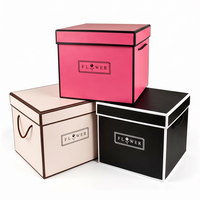 Boîte cadeau carrée avec couvercle et base, avec poignée, boîte rigide pour fleurs, finition mate, emballage en carton pour présentation de luxe en magasin