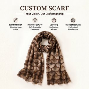 Custom Printed Long Scarf 180x90cm Premium Cotton Fashion Wrap Shawl OEM ODM Personalized Design for Women - Product Image 1