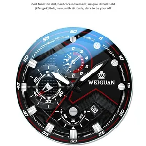 นาฬิกาควอตซ์สแตนเลสสตีลของผู้ชายสีดำใหม่ของแท้เรืองแสงอัตโนมัติเต็มรูปแบบ3BAR กันน้ำกัน - Product Image 4