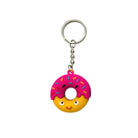 Offsetdruk cadeau schattig 3D cartoon PVC donut sleutelhanger zoete rubberen karabijnhaak sleutelring voor kinderen cadeau