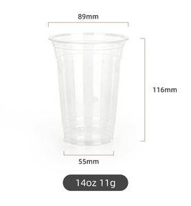 Custom Size/LOGO 89-16oz Disposable Clear Single Wall PET Plastic <b>Cups</b> with Lids and Straws for Smoothies <b>Cold</b> Ice Coffee - Product Image 2