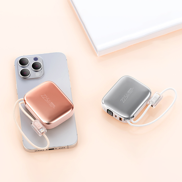 Mini Power Bank PD22.5W Super Fast charging High-capacity Built-in Cable for i phone Portable Battery  Portable charger