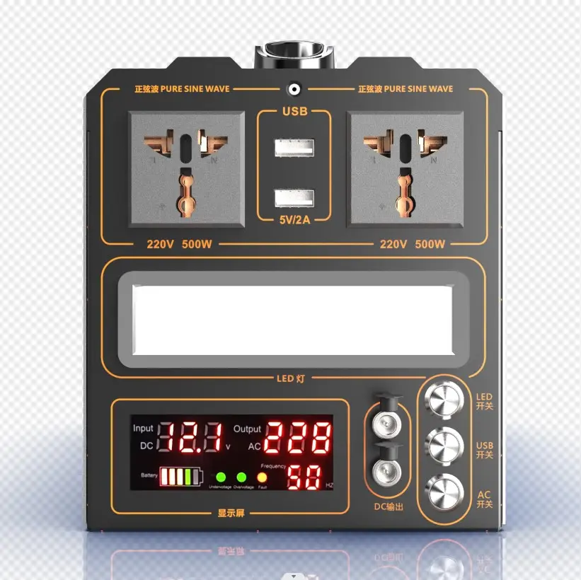 Vente directe en usine, système d'énergie à usage domestique extérieur plus sûr, batterie au lithium 110V 220v, sauvegarde solaire 500W, centrale électrique portable