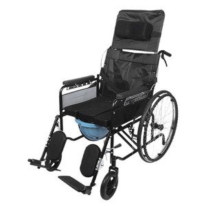 Manual Wheelchair High Back Foldable With <b>Adjustable</b> Spokes And Toilet Seat For Elderly Mobility Care - Product Image 2