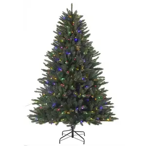 Giant Artificial Christmas Tree Illuminated 30ft 40ft 50ft Sprial Large Christmas Tree With Motif Lights Bowknot Ribbon