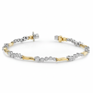 Pulsera de diamantes reales de oro de 14 quilates Hermosos brazaletes de moda multitono para compromiso Boda Aniversario Regalo de fiesta de cumpleaños - Product Image 2