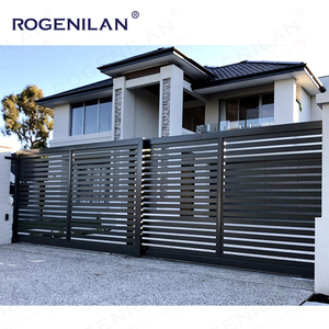 Puertas de entrada al aire libre eléctricas deslizantes retráctiles de aluminio de apertura automática del fabricante de China Rogenilan para apartamento - Product Image 3