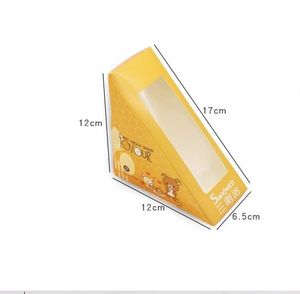 กล่องแซนวิชแบบใช้แล้วทิ้งพร้อมหน้าต่างใส กล่องบรรจุภัณฑ์อาหารแบบนำกลับบ้านสำหรับเค้กและขนมปัง - Product Image 4