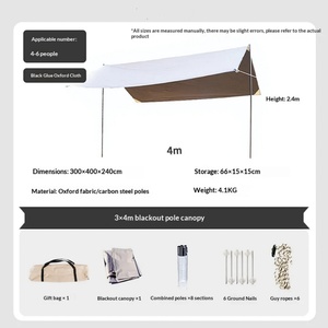 Outdoor Camping Sunshade Waterproof Black Canopy With Thickened <b>Sunscreen</b> Coating, Rainproof Large Camping Canopy 3*4 Vinyl Cano - Product Image 2