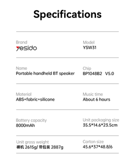 Yesido 80W kép sừng RGB hiệu ứng ánh sáng ngoài trời loa không dây di động cầm tay BT Loa ysw31 - Product Image 5