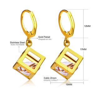 Nuevos Diseños de Aretes de Oro, Aretes de Clip de Acero Inoxidable Prismático, Joyería para Mujeres y Niñas - Product Image 2