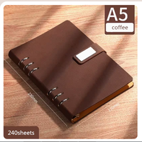 Logo personnalisé A5/B5 Grand carnet de notes couverture en cuir PU avec pages intérieures remplaçables de style spirale Classeur de budget