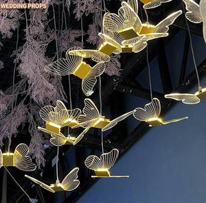 Accesorio de Boda para Decoración de Techo con Luces LED de Mariposa y Flores Colgantes para Banquete - Product Image 4