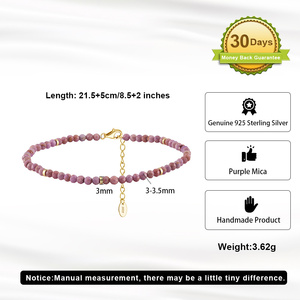RINNTIN SA90 naturale tormalina <span class=keywords><strong>rosa</strong></span> sfaccettata rotonda in <span class=keywords><strong>oro</strong></span> 925 argento Sterling <span class=keywords><strong>cavigliera</strong></span> per gioielli estivi da donna - Product Image 2