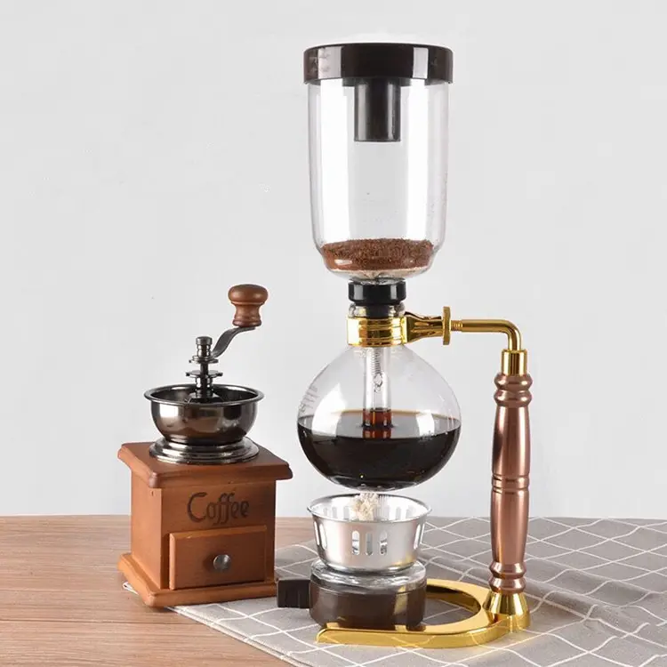 Cangkir espresso kaca portabel baja tahan karat, mesin pembuat kopi sifon vakum tetes