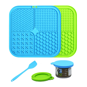 Personalizado 21 20 CM Ventosas de silicona Paquete de 2 uds. Tapete cuadrado para lamer perros con espátula y cepillo - Product Image 5