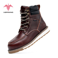 Chaussures de sécurité de haute qualité fabriquées en usine, bottes de travail en cuir, embout en acier, anti-écrasement et anti-perforation pour hommes