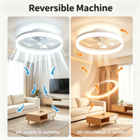 Ventilateur de plafond LED 60W 19,7 pouces avec éclairage, 7 pales, moteur réversible, 6 vitesses, silencieux, abat-jour en acrylique blanc