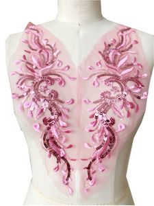 Ecoparty 1 paire de ceintures multicolores à coudre à la main en <span class=keywords><strong>verre</strong></span> avec miroir, fleurs scintillantes en strass, épaules, robe de mariée, patch de bricolage - Product Image 5