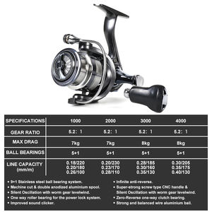 รอกตกปลาอเนกประสงค์4 + 1BB สแตนเลสแบริ่งแบบเกลี<span class=keywords><strong>ย</strong></span>วหมุนแขน CNC สลักด้วยเสียงระบบลากรอกตกปลา<span class=keywords><strong>น้ำ</strong></span>ทะเล - Product Image 2