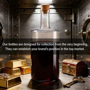 Botellas de Vino de Vidrio Transparente Negro Personalizadas con Tapón de Corcho y Serigrafía para Vodka, <span class=keywords><strong>Whisky</strong></span>, Ron, Tequila y Brandy - Product Image 2