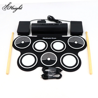 Ensemble de batterie électrique en silicone Ensemble de batterie électrique à tambour enroulable portable Instruments de musique professionnels