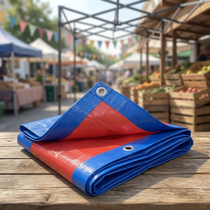 Customized Size Double-Faced Anti-UV Tear-Resistant <b>Waterproof</b> Blue Oarnge PE Coated Woven Plain Heavyweight Tarpaulin - Product Image 4