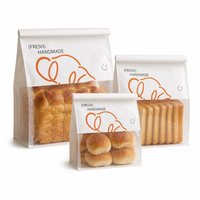 Sac en papier blanc personnalisé avec logo imprimé pour pain, grande fenêtre, fermeture à clip, soufflet autoportant, emballage frais pour boulangerie artisanale, vente en gros