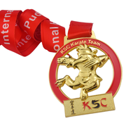 Deutschland Glänzende vergoldete Zink legierung KSC Karate Team Medaille 3D Vogel Karneval Taekwondo Judo Bjj Wettbewerb Medaille Cut Hollow Out