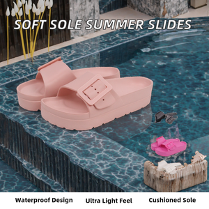 Sandalias de Mujer de Color Sólido, Diseño Simple, Casuales, Punta Abierta, Ligeras, con Correa de Hebilla, Suela Suave Antideslizante y Acolchada - Product Image 2