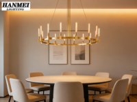 Lustre circulaire suspendu à hauteur réglable de style industriel moderne pour salon E26 pour utilisation hôtelière, installation incluse