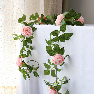 Artificial Rose Vines Silk Flower Green <b>Leaves</b> 100cm-200cm Natural Style <b>Decor</b> For Home <b>Wall</b> Hanging - Product Image 2