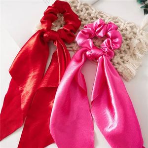 Women Blank Pure Solid Color Fashion Band Accessories Ponytail Shiny Elastic Runchies Hair Ties - Product Image 3