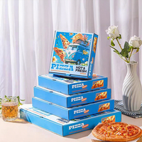 Boîte à pizza en carton ondulé personnalisée de haute qualité avec fentes, pelliculage brillant, jetable et recyclable pour restaurants et aliments