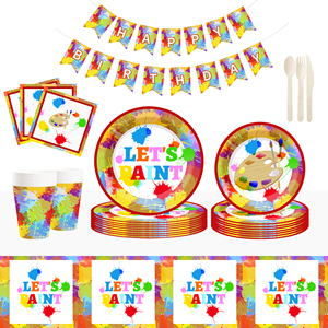 DAMAI Artist Painting Theme Plates Napkins Tablecloths <b>Paint</b> Party Birthday Tableware <b>Set</b> Party Table Favors for Kids Boys Girls - Product Image 2