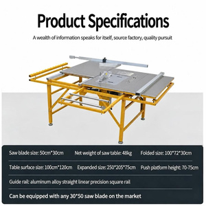Scie à panneaux portative pour <span class=keywords><strong>menuisier</strong></span> avec table coulissante, cadre pliable, guide en T, règle d'angle et roulettes - Product Image 5